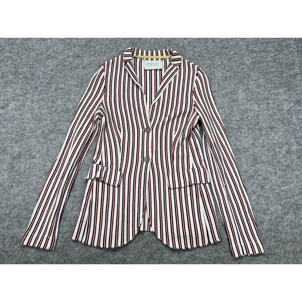 Harris Wharf London Blazer Womens 44 IT Striped Jacket Made in Italy Red White